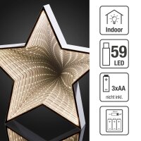 LED-3D Infinity-Stern, zum Hängen und Stellen, DIA 29,5cm, mit Timer,batteriebetrieben