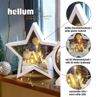 LED-3D Star with rim, wintry night, 10 warm-white LEDs, battery operated