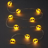 10-tlg. LED-Lichterkette, Kupferkabel, "Smiley"-Cool Emoticon, batteriebetrieben