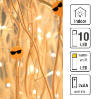 LED-Lichterkette mit Tauperlen und "Cool" Emoticon, 10 LEDs,  batteriebetrieben