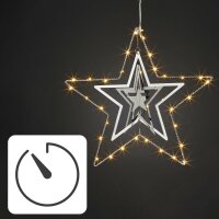 LED-3D Metal Star, 30 warm-white LEDs, battery operated