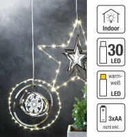 LED-3D Metal Ball, 30 warm-white LEDs, battery operated