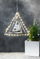 LED-3D Metall-Dreieck, 30 LEDs warm-weiß, batteriebetrieben