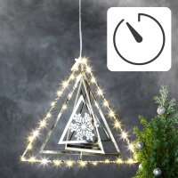 LED-3D Metall-Dreieck, 30 LEDs warm-weiß, batteriebetrieben