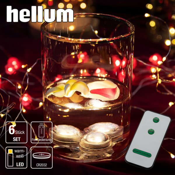 LED Power Tealight, warm white LEDs, Set of 6 pcs.  with Remote controller