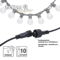 LED-Filament Party-Lichterkette, 10 LEDs warm-weiß, Außen-Transformator
