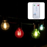 10-tlg. LED-Filament Party-Lichterkette , bunt, mit Außen-Transformator