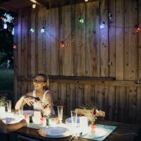 10-pcs. LED-Filament Party-Lightchain, coloured, with Outdoor Transformer