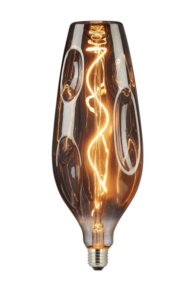 LED Soft-Filament Bulb "Ella", E27, 4W, "Smokey" glass, 70 lm