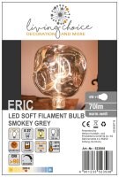 LED Soft-Filament Bulb "Eric", E27, 4W, "Smokey" glass, 70 lm