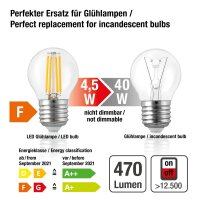 LED-Tropfenl. G45 E27 4,5W klar