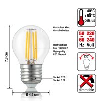 LED-Tropfenlampe G45 E27 4,5W klar