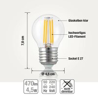 LED-Tropfenlampe G45 E27 4,5W klar