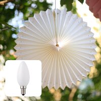 Paper Lantern "Sunny", white, hanging lamp, white  cable, E14 , with switch,  Ø 40 cm, for indoor, bulb included