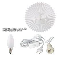 Papierlampion "Sunny", weiß, hängend,  weißes Kabel, E14, mit Schalter, Ø 40 cm, für innen, inkl. Lampe