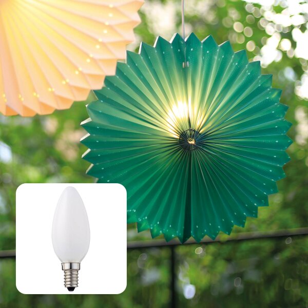 Paper Lantern "Sunny", green, hanging lamp, white  cable, E14 , with switch,  Ø 40 cm, for indoor, bulb included