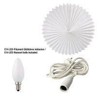 Paper Lantern "Sunny", white, hanging lamp, white  cable, E14 , with switch,  Ø 60 cm, for outdoor, bulb included