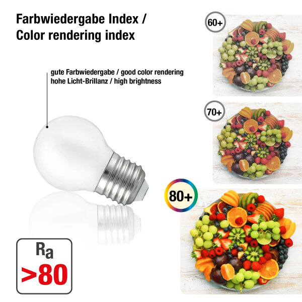 LED-Filament-Lampe G45, E27, 2,5W, Glas milchig, 250 lm