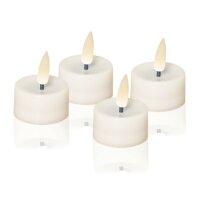 LED-Tealights real wick, Set of 4 pcs, battery operated