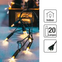 20-pcs. Mini Light Chain, green/clear, Euro-Plug, for indoor