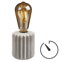 Tisch-Lampe "Zahnrad" mit Zement-Sockel, LED-Filament-Lampe, 6h Timer, batteriebetrieben