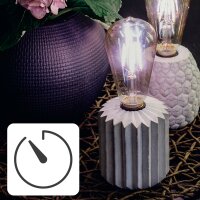 Tisch-Lampe "Zahnrad" mit Zement-Sockel, LED-Filament-Lampe, batteriebetrieben