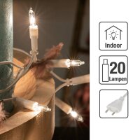 20-pcs. Mini Light Chain, white/clear, 25 cm bulb spacing, Euro-Plug, for indoor