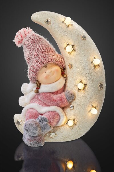 LED-Figure "Girl in the moon", with Timer, battery operated