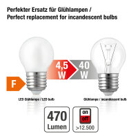 Set of 5 pcs. LED-drop bulb G45, E27, 4,5W, glass milky,...