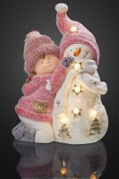 LED-Figure "Girl with Snowman", with Timer,  battery operated