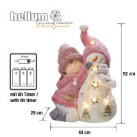 LED-Figure "Girl with Snowman", with Timer,  battery operated