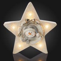 LED-Figure "Star - Snowman" with Timer, battery...