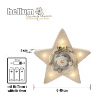 LED-Figur "Stern-Schneemann" mit 6h Timer, batteriebetrieben