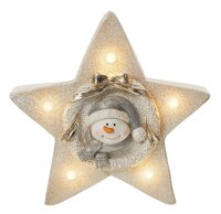 LED-Figure "Star - Snowman" with Timer, battery operated