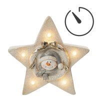 LED-Figure "Star - Snowman" with Timer, battery operated