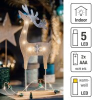 LED Wooden Reindeer with Snowflake, battery operated