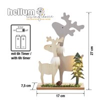 LED Wooden Reindeer-Family, 10 warm-white LEDs, battery-operated