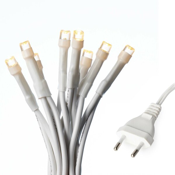 10-pcs. LED-Lightchain, warm-white, white cable, EU-Plug