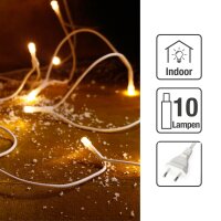 10-pcs. LED-Lightchain, warm-white, white cable, EU-Plug