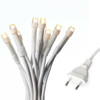 20-pcs. LED-Lightchain, warm-white, white cable, EU-Plug