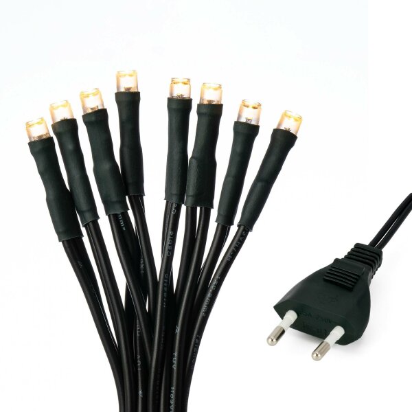 50-pcs. LED-Lightchain, warm-white, green cable, EU-Plug