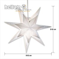 Star, double-layered, white, hanging, white cable, E14 base, with switch, Ø 63 cm, for outside, incl. lamp