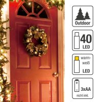 LED Door Wreath green, 40 warm-white LEDs, 45 Ø, battery operated