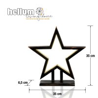 LED-Star, black, Wood, Height: 35 cm, Indoor-Transformer.