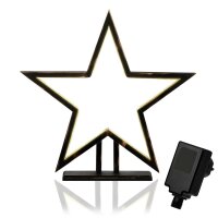 LED-Star, black, Wood, Height: 50 cm, Indoor-Transformer.