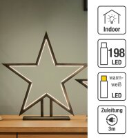 LED-Star, black, Wood, Height: 50 cm, Indoor-Transformer.