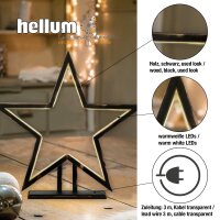 LED-Star, black, Wood, Height: 50 cm, Indoor-Transformer.