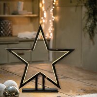 LED-Star, black, Wood, Height: 50 cm, Indoor-Transformer.