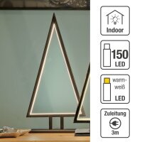 Pyramide aus Bambus, schwarz, H: 60cm, mit LED-Neon Lichtschlauch, Innen-Transformator