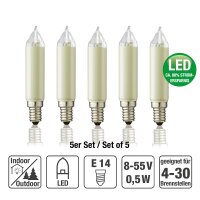 LED-Schaftkerze, E14, 8-55 V, 0,6 W,  5er Blister